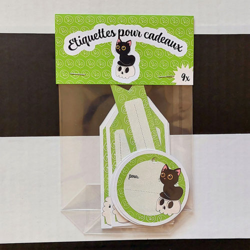 Étiquettes pour cadeaux : Chat noir