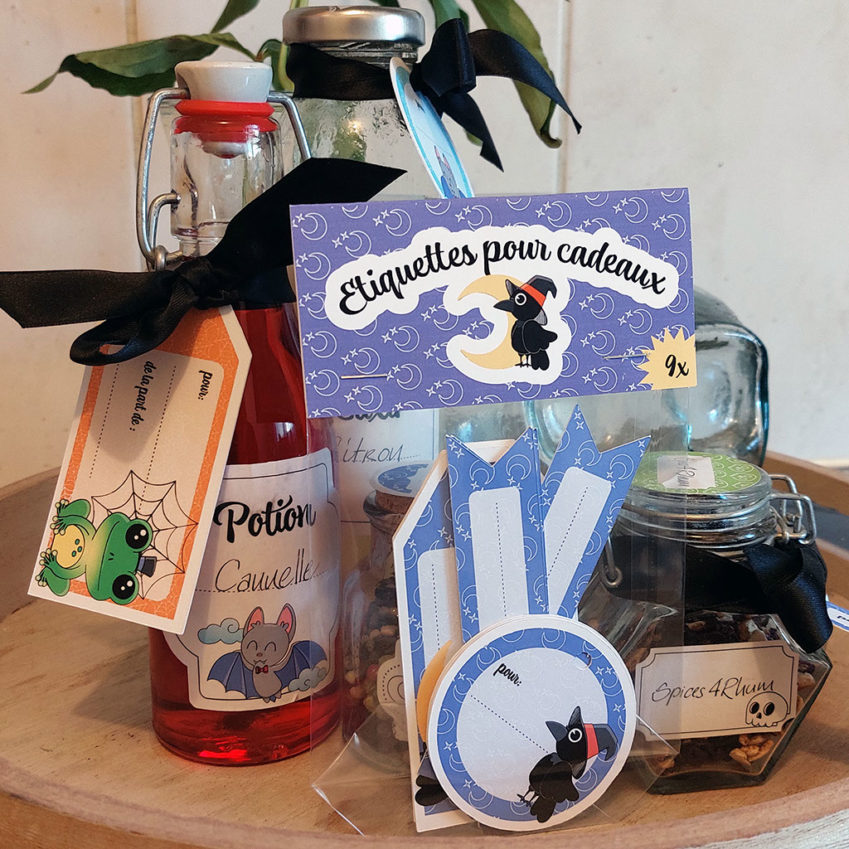 Étiquettes pour cadeaux : Corbeau